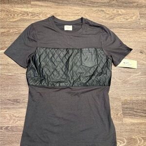 NWT Trestles Supply Co Quilted Faux Leather Panel Tee Shirt XL Gray